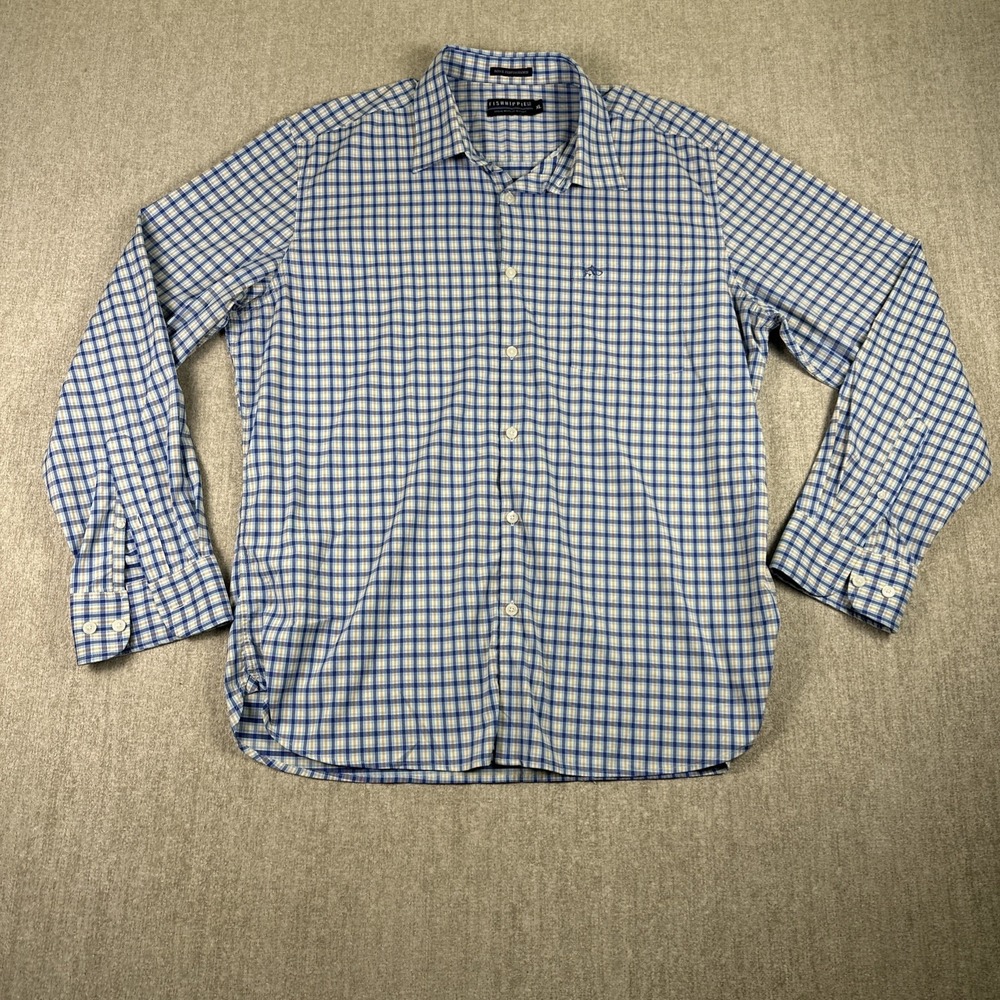 Fish Hippie Shirt Men Size XL Rowe Performance Long sleeve Plaid Active Casual